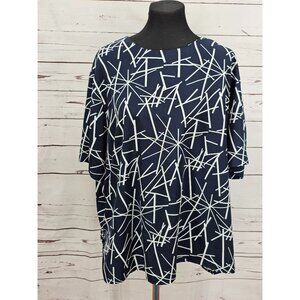 Notations Clothing Company Navy‎ & White Abstract Pattern Blouse - Women's 24W
